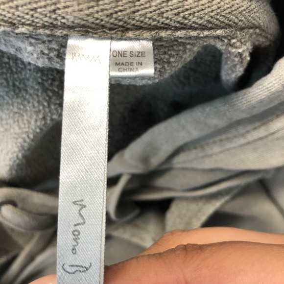 Distressed Mono B Olive Grey Taupe 100% Cotton One Size Oversize Hoodie Sweater - Picture 11 of 13